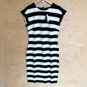 NWT Banana Republic Bodycon Dress Black Light Beige Womens Size 6.